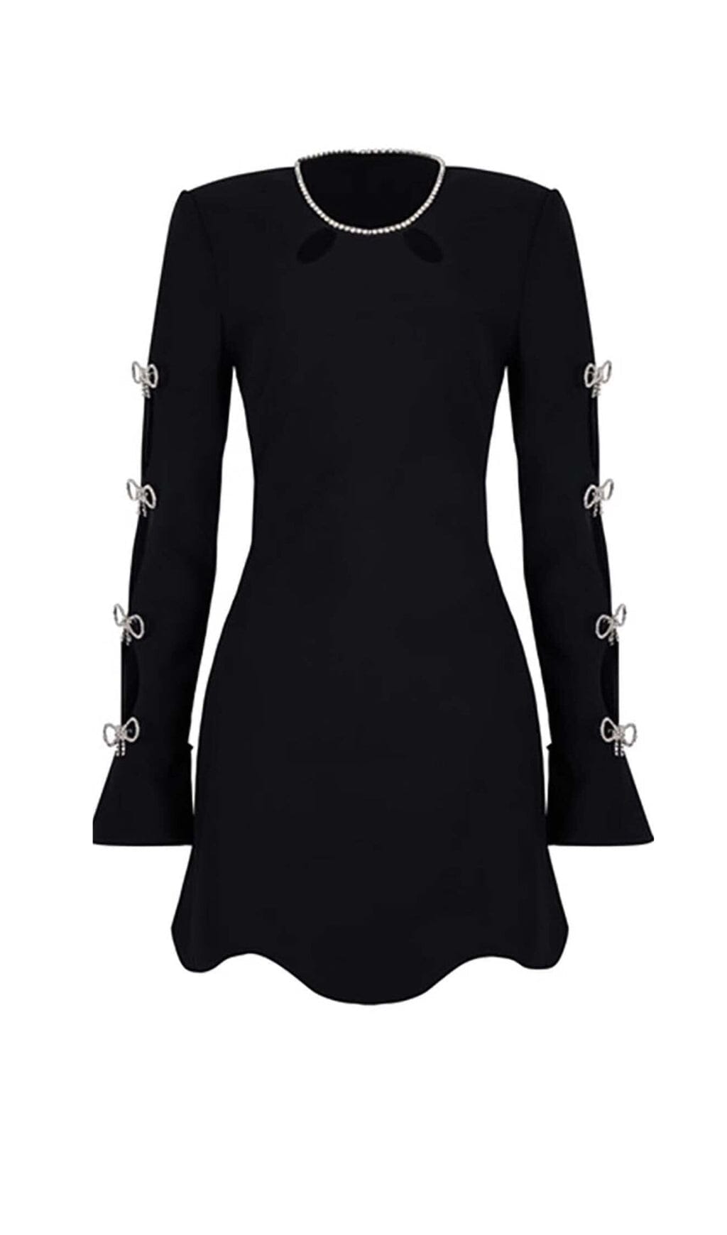 Black Rhinestone Bow Short Sleeve Mini Dress | Womens | X-Small (Available in M) | 100% Polyester | Lulus