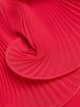 DORA ROSE RED OFF-SHOULDER PLEATED ORGANZA MAXI DRESS