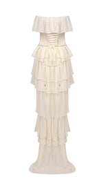 ANGELIE RUFFLE CORSET MAXI DRESS