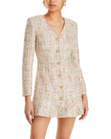 EARTHA MULTICOLOR BEADED BUTTON MINI DRESS