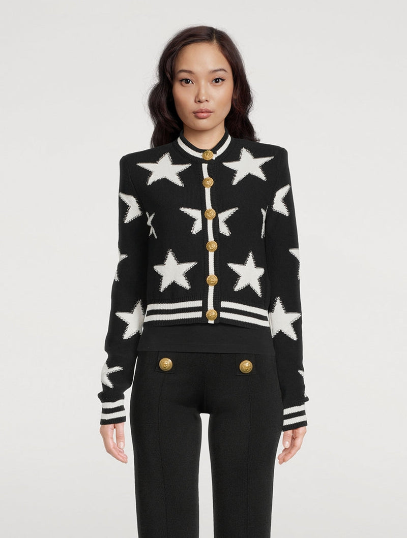 Star Jacquard black Cardigan