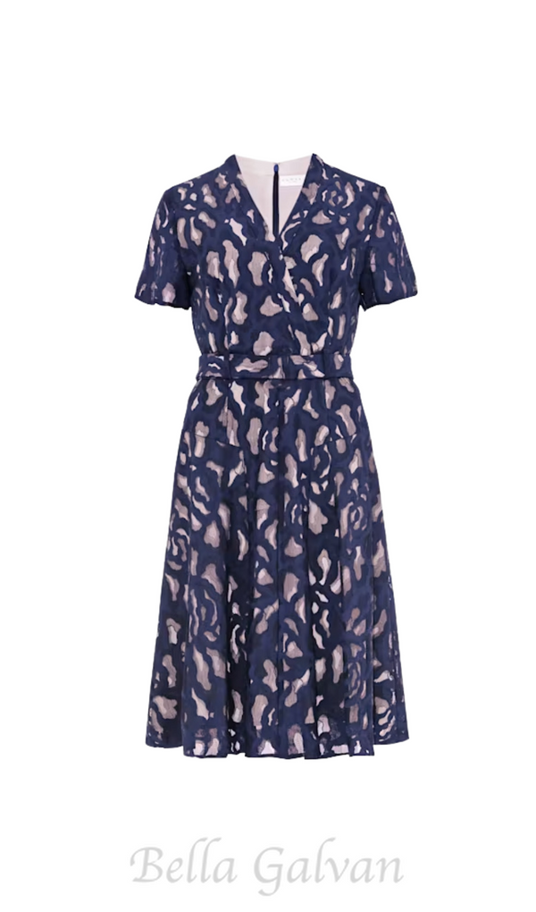 Ennis Lace midi Dress in navy