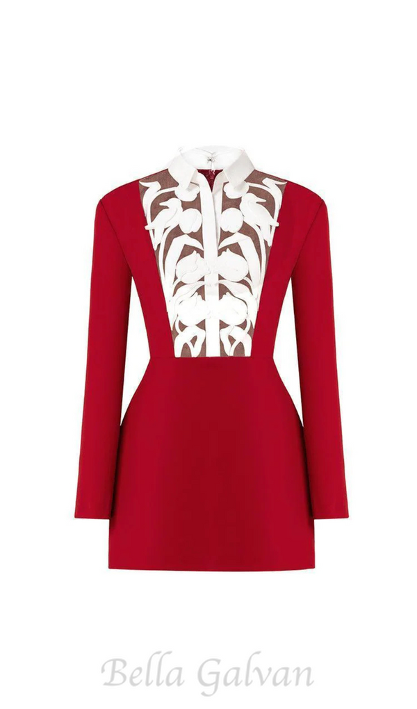 hollow a-line mini Dress in red