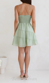 calista strap mini dress in green