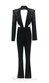 DIAMOND BLAZER JUMPSUIT IN BLACK