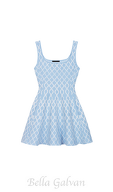 SUSIE BLUE JACQUARD KNIT MINI DRESS