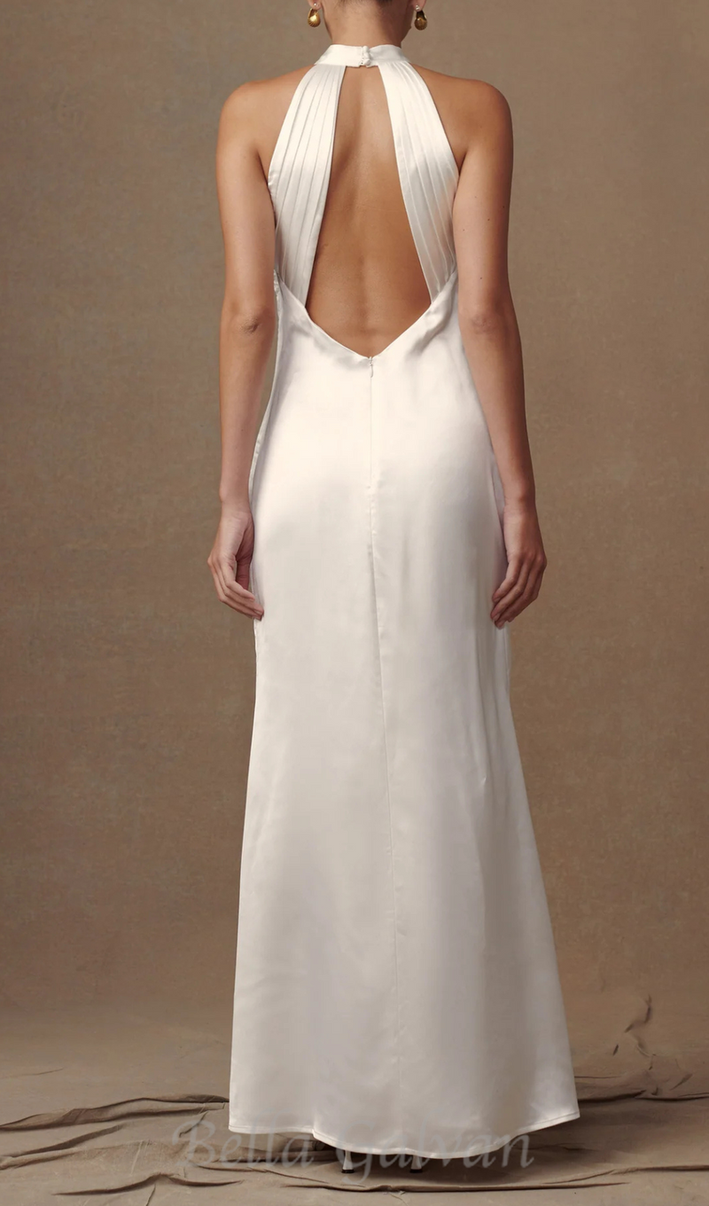 Dylan Rose Halter Maxi Dress in White