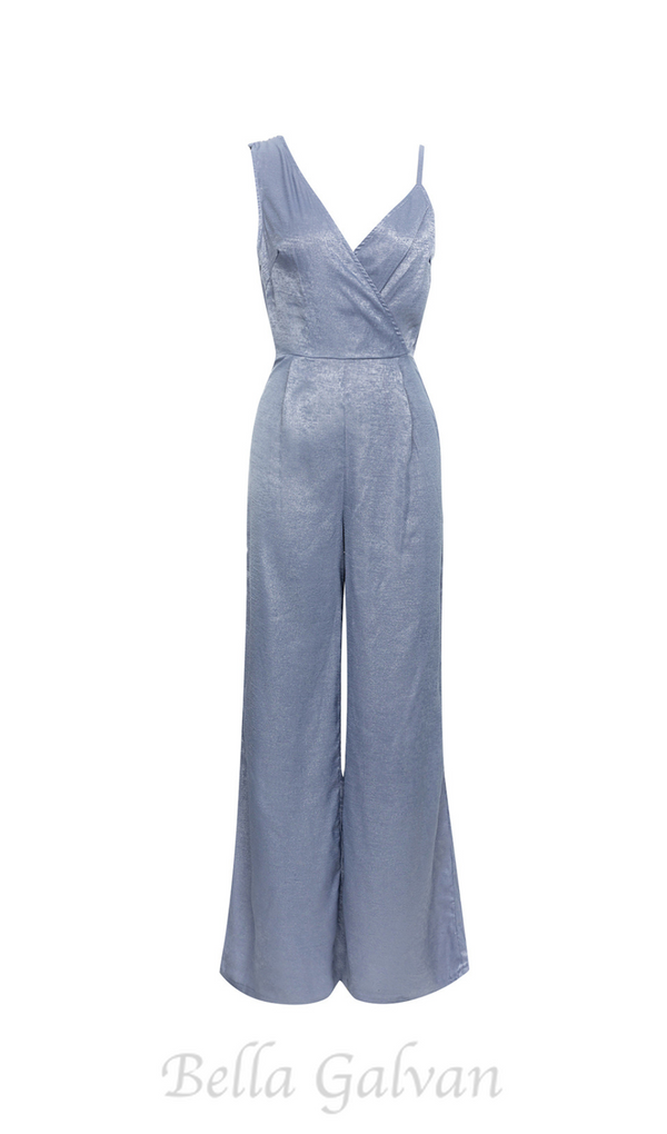 HAZEL GREY ASYMMETRICAL SHOULDER WIDE LEG JUMPSUIT