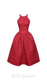 Berry Bell-Shaped mini Dress in red