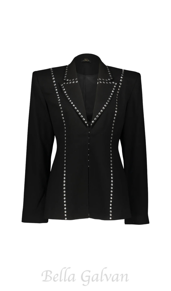 DEBORAH BLACK SCARF-DETAILED WOOL CREPE BLAZER SET