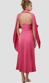 Yasmin off-shoulder satin midi dress