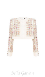 Carlin patchwork Tweed Jacket in pink