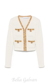 cream lurex knit cardigan