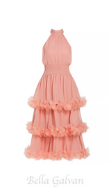 NEREIDA TIERED MIDI DRESS IN PALE ORANGE