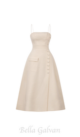 Elio button-embellished Midi Dress in cream