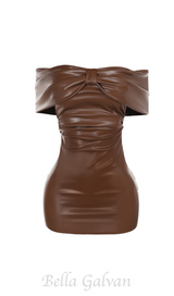 Bow Leather strapless mini Dress