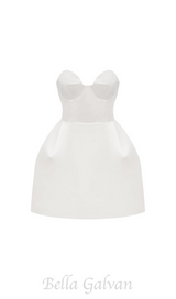 STRAPLESS BUSTIER MINI DRESS IN WHITE