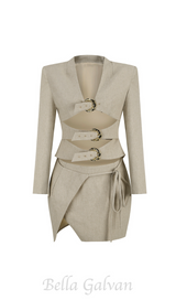 ALTHEA BEIGE CUT OUT BLAZER WITH METAL BUTTON