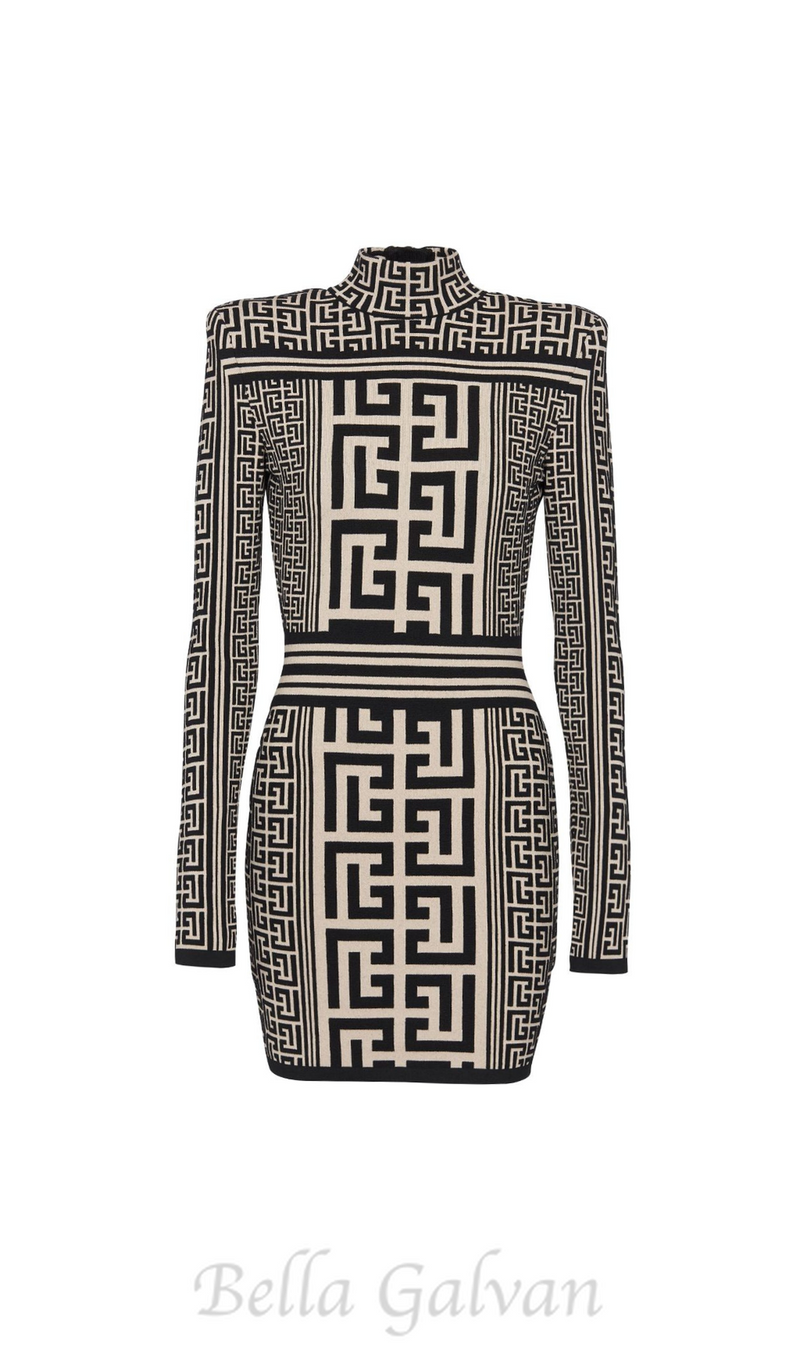 ELIZABETH MONOGRAM JACQUARD KNITTED MINI DRESS