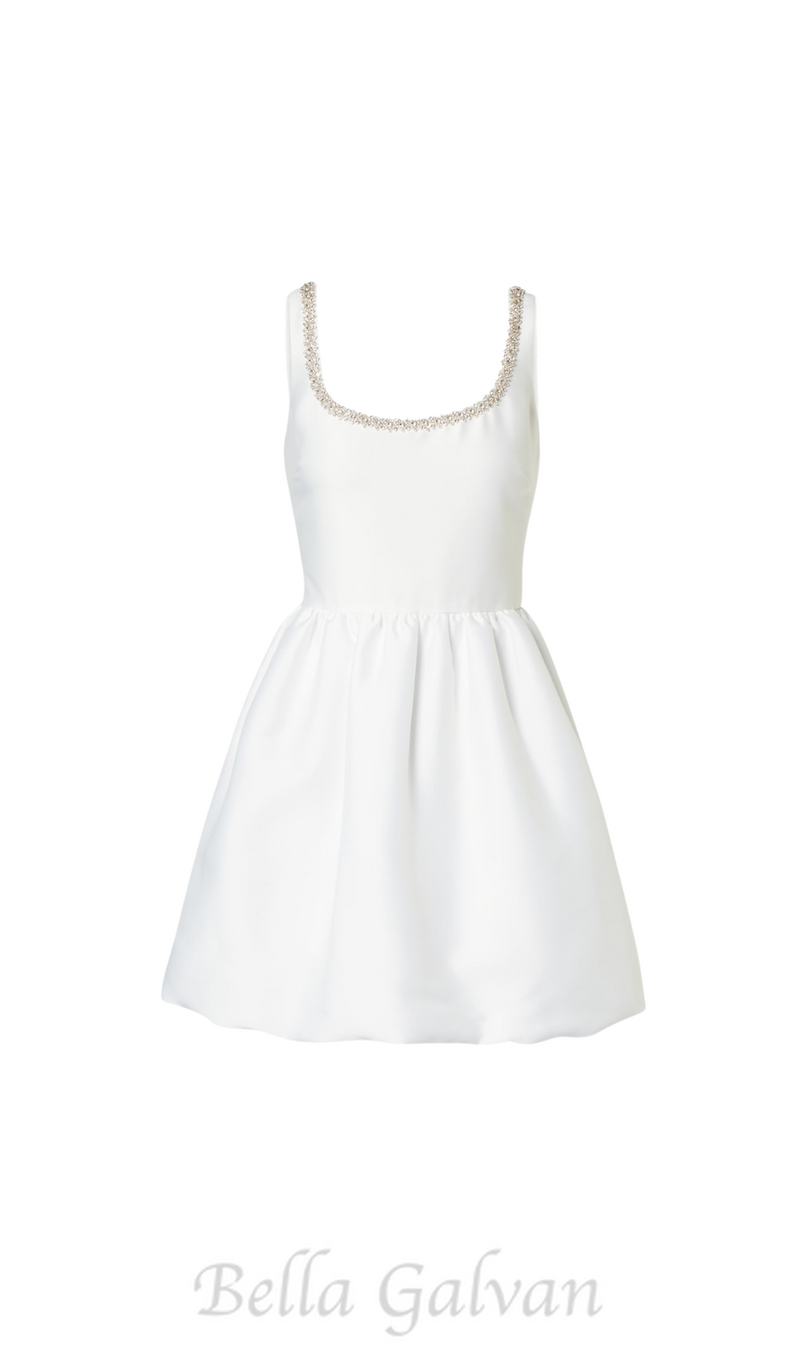 DOROTHY WHITE TAFFETA DIAMANTE MINI DRESS