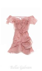 SABRINA RUFFLE LAYERS STRAPLESS MINI DRESS IN PINK