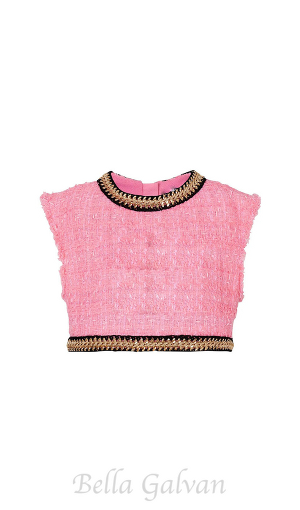 EMBROIDERED CROPPED TOP IN PINK