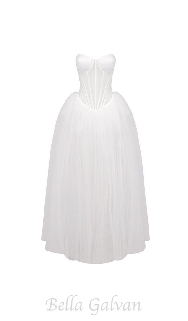 ODILE STRAPLESS GOWN IN WHITE