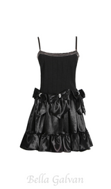 Diamond bow mini dress in black