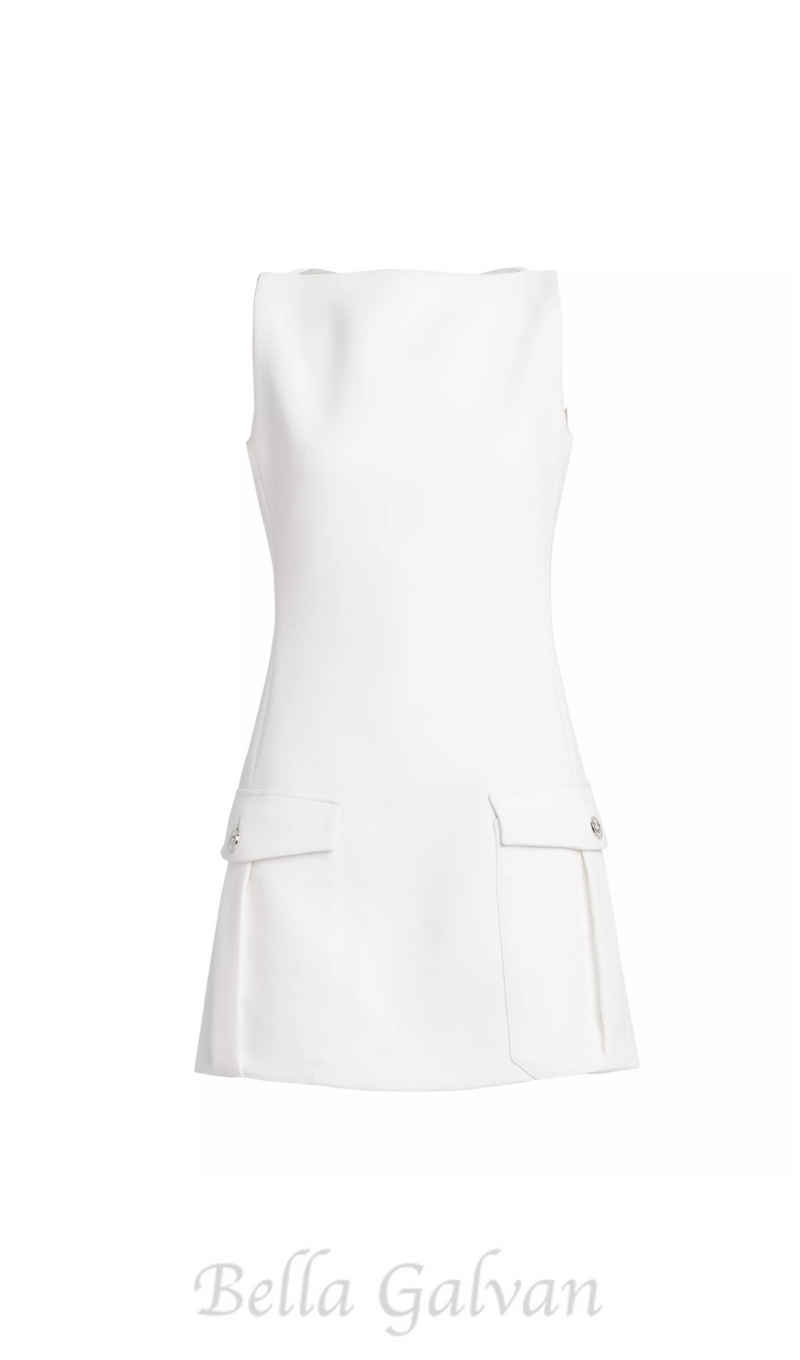 Stretch Crepe Strapless Mini dress in white