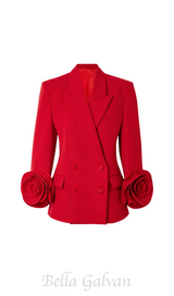 Sophia Rose Appliqué Blazer in Red