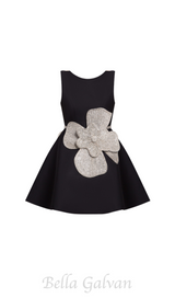 GUSTAVE BLACK MINI DRESS WITH APPLIQUÉ