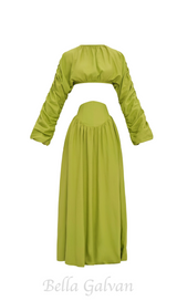 SHEILA CORP TOP CORSET SKIRT SET IN LIME