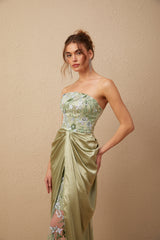 Flavia floral-embroidered panelled maxi dress