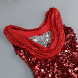 sleeveless sequin maxi dress in red