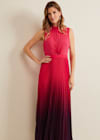 ombre pleated draped maxi dress