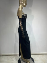 GWENDOLYN STRETCH JERSEY STRAPLESS MAXI DRESS IN BLACK