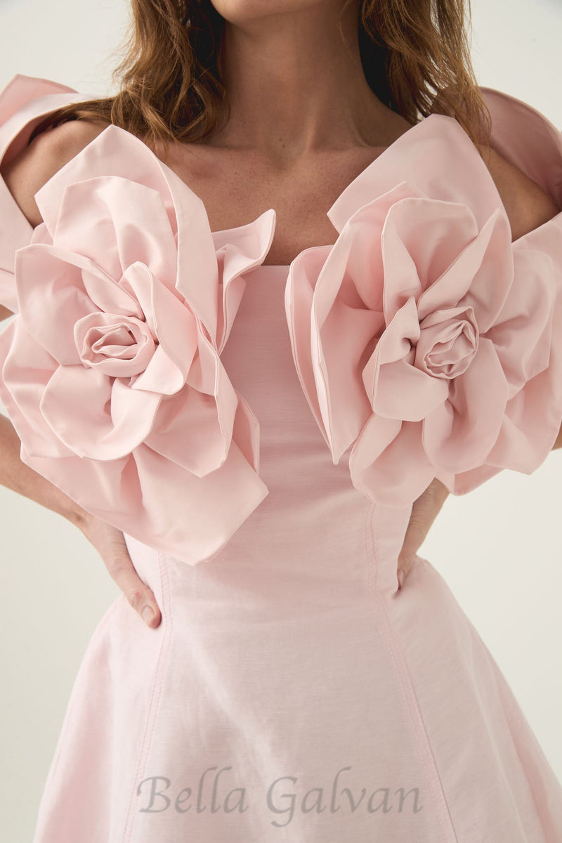 Etta flower strapless mini dress in pink