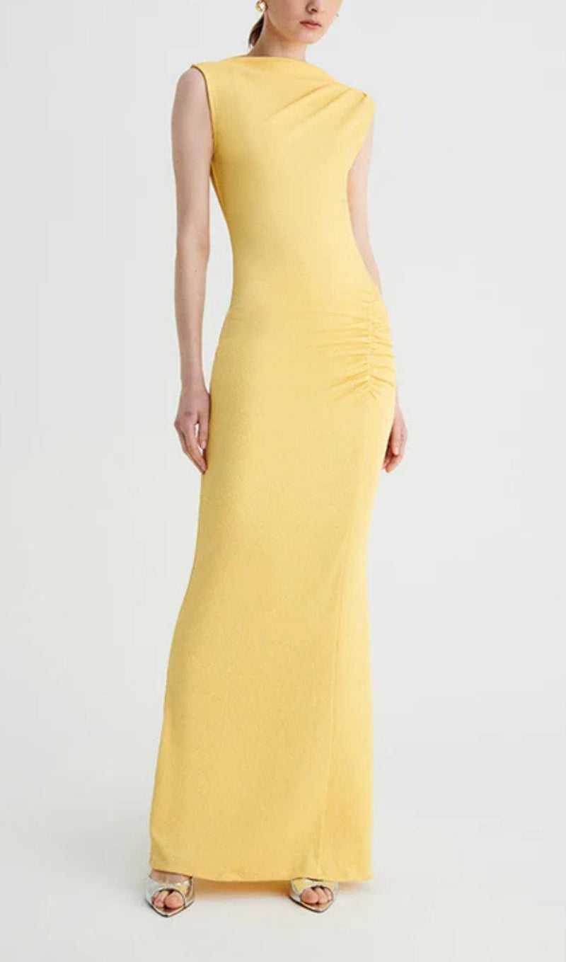 VEGA ROUCHED MIDI DRESS