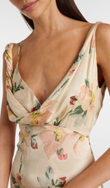 FLORAL DRAPED MAXI DRESS