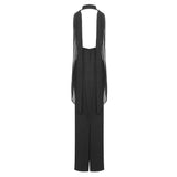 MERRY BLACK SHEER MESH UPPER PONTE LOWER MAXI DRESS