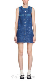 Palmare Tweed mini Dress in blue