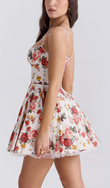 FLORAL BUSTIER A-LINE MINI DRESS