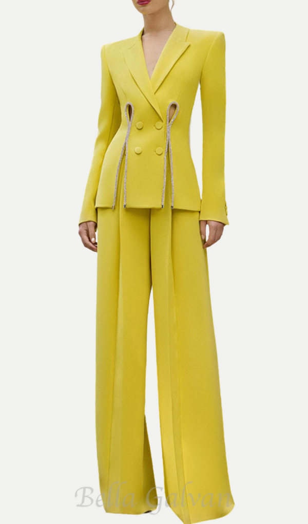 Yellow Double Breasted Pantsuit