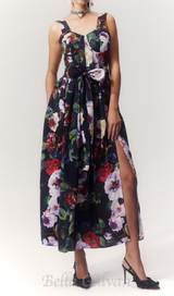 TRUDA MULTICOLOR FLORAL PRINTED MIDI DRESS