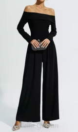 DOMINIC OFF-THE-SHOULDER CREPE JUMPSUIT IN BLACK