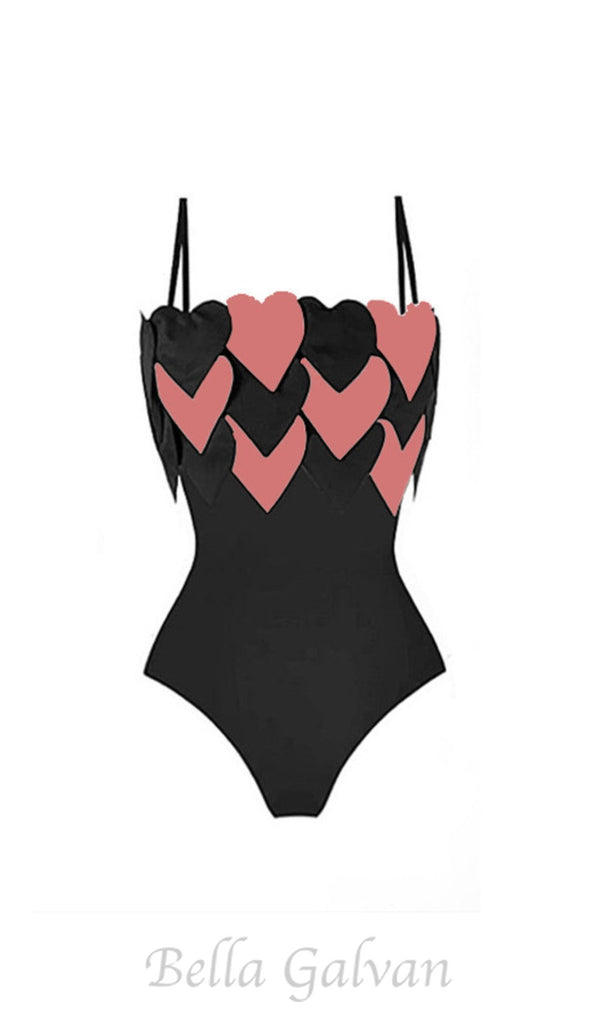 PINK HEART EMBELLISHED SWIMSUIT