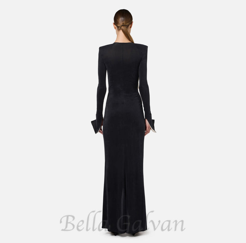 bow black carpet dress in drape jersey