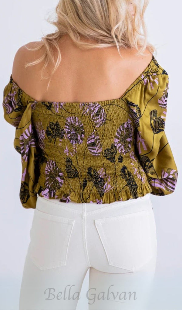 FLORAL BOHO SMOCK LONG SLEEVE TOP