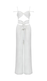 CUTOUT SLEEVELESS JUMPSUIT IN WHITE