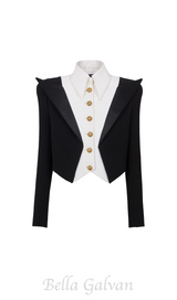 ELAINE CROPPED SIX-BUTTON CREPE JACKET